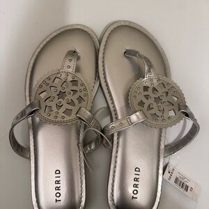 Torrid Metallic Silver Sandals